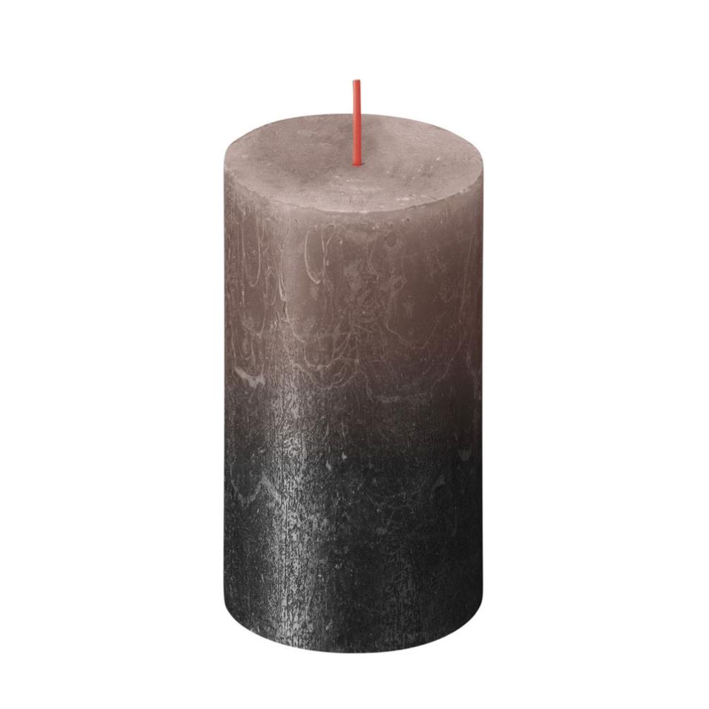 Bolsius Faded Caramel Anthracite Rustic Metallic Pillar Candle 13cm x 7cm £6.74